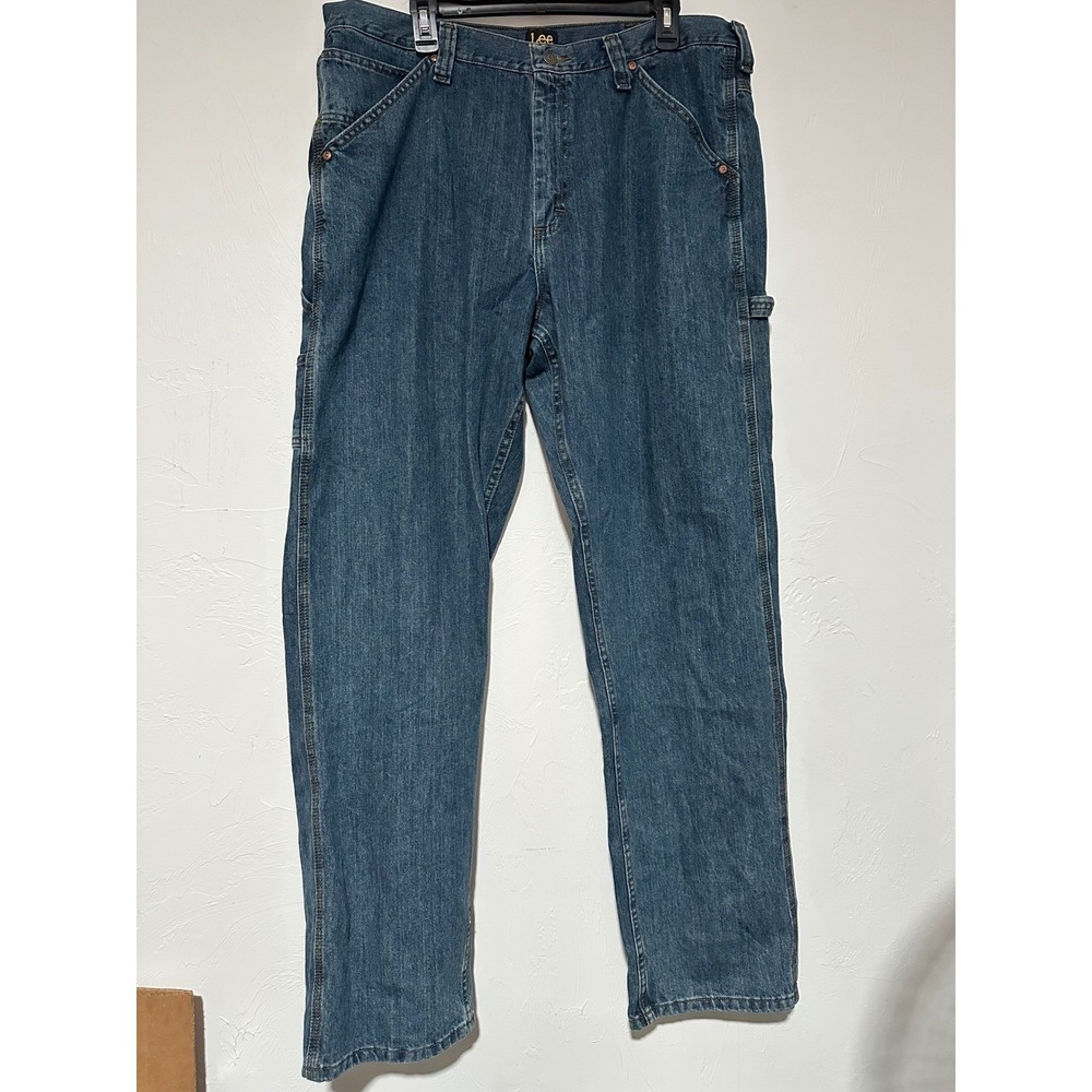 Lee Mens Carpenter Jeans Loose Fit Medium Wash Denim 38x34 2877931 Blue Workwear